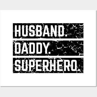 Husband Daddy Superhero (Super Dad / Superdaddy / Vintage / Black) Posters and Art